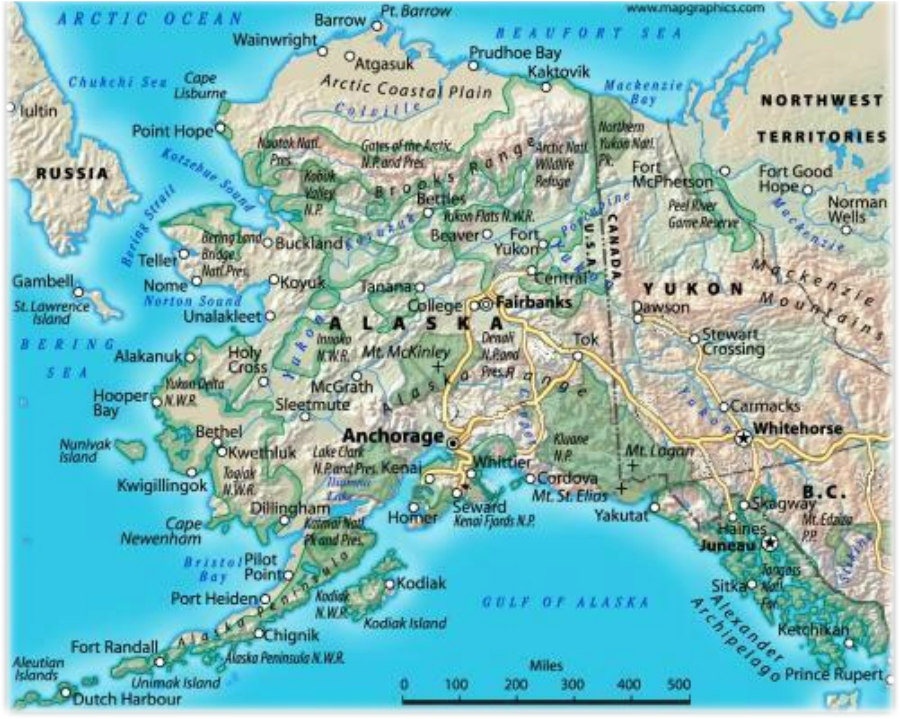 alaska state map with cities
